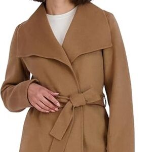 TAHARI Tan Faux Wool Wrap Coat Belted Blazer Jacket - Ladies Size [XXL]